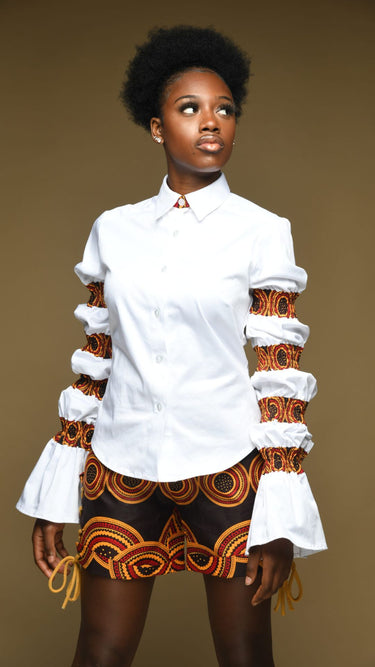 INFINITY Coco Brown Ankara Print Side Laced Shorts